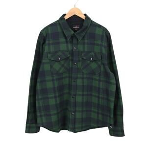 NWOT American Giant Unisex Redwood Fleece Overshirt Shacket Green Moss Plaid XL